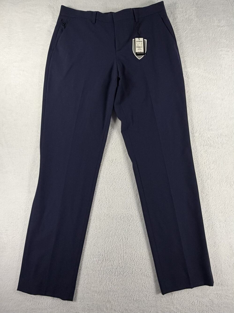 Express Pants Mens Slim Fit Stretch 32z32 Navy Blue Wrinkle Resistant Pants NWT